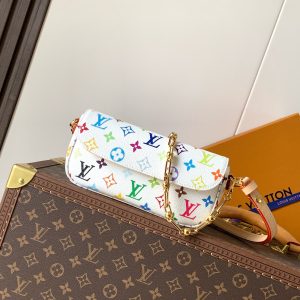 This Wallet On Chain Ivy draws inspiration from the millennial-era Sac Recoleta, paying homage to the 130th anniversary of Louis Vuitton's iconic Monogram pattern with a contemporary twist.The classic pattern is reinterpreted in vibrant colors, complementing the brand's signature canvas. This bag is part of the Louis Vuitton x Murakami collaboration, featuring gold-tone hardware including a chain with the motif design. Inside, multiple card slots and pockets showcase exceptional taste.23.5 x 12 x 4.3 cm (L x H x W) Colorful/white coated canvas Cowhide leather trim Cowhide leather lining Gold-tone hardware Magnetic closure 3 card slots Patch pocket Zip pocket Main compartment fits: 6.7-inch smartphone, earphones, Romy card case, sunglasses, keys, lipstick Shoulder strap:Detachable, adjustable shoulder strap Vertical height: 22.5 cm Maximum vertical height: 44.0 cm Chain strap: Detachable Vertical height: 18.5 cm View more